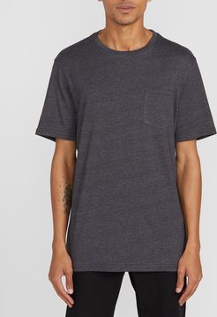 Volcom Heather Short Sleeve Pocket Tee - Black Combo - Black Combo - XL