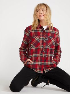 Volcom Plaid About You Long Sleeve - Deep Red - Deep Red - L