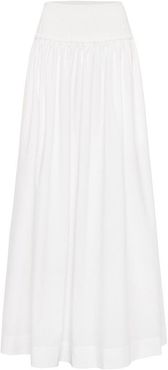 High Waisted A-Line Maxi Ribbed Waist Skirt in Ivory size 10U/6