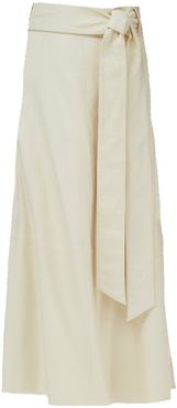 Leather Wrap Midi Skirt in Cream size 0 US