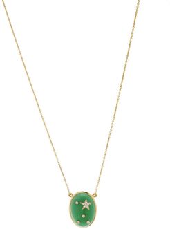 Chrysoprase Galaxy Pendant Necklace in Green/Gold