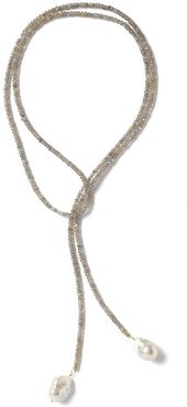Labradorite Classic Gemstone Lariat Necklace in Silver