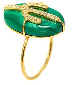 Cactus Malachite Ring in Green/Gold size 5.5