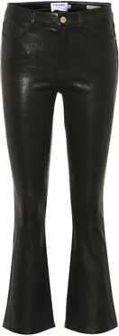 Le Crop Flare Leather Pant in Black size 24