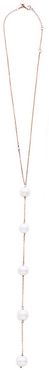 Gold Five Pearl Diamond Lariat Necklace