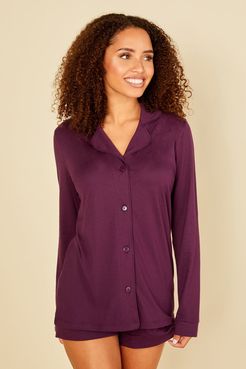 Bella Long Sleeve Top & Boxer Pajama Set | Xsmall Purple Cotton Set