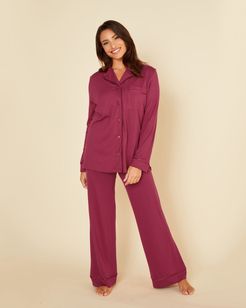Bella Relaxed Long Sleeve Top & Pant | Xsmall Red Cotton Set