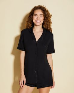 Bella Short Sleeve Top & Boxer Pajama Set | Xsmall Black Cotton Set