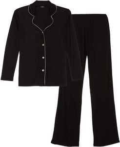 Polly Long Sleeve Top & Pant Pajama Set | Xlarge Black Cotton Set
