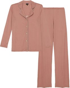 Polly Long Sleeve Top & Pant Pajama Set | Xlarge Beige Cotton Set