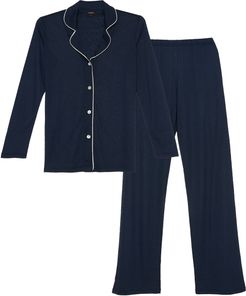 Polly Long Sleeve Top & Pant Pajama Set | Xlarge Blue Cotton Set