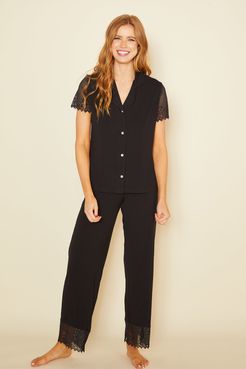 Leonora Short Sleeve Top & Pant | Xlarge Black Lace Set