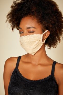 Never Say Never Pleated Face Mask | One Size Beige Lace Accessory