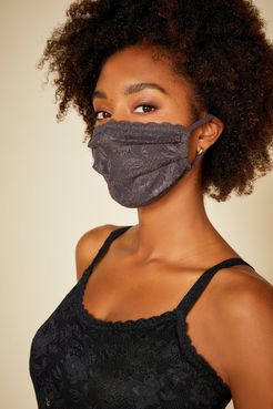 Never Say Never Pleated Face Mask | One Size Gray Lace Accessory