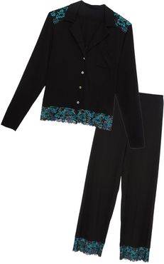 Savona Long Sleeve Top & Pant Pajama Set | Small Green Jersey Set
