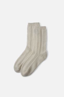 Cable Knit Socks in Organic White Bandier