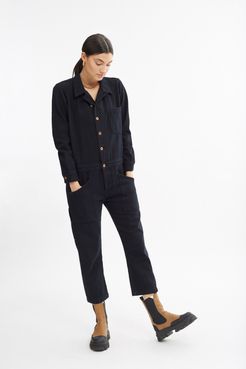 100% Cotton Dita Flightsuit in Overdyed Black Bandier