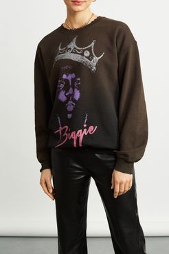 Notorious BIG Crew Fleece Sweatshirt in Black Bandier