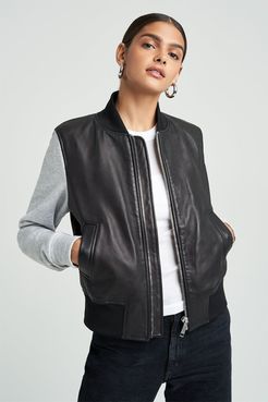 100% Polyester/Organic Cotton/Lycra Bomber Jacket in Black Bandier