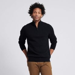 Wool Cashmere Quarterzip in Black
