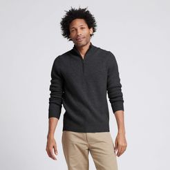 Wool Cashmere Quarterzip in Smoke