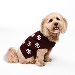 Reversible Cashmere Snowflake Dog Sweater in Merlot