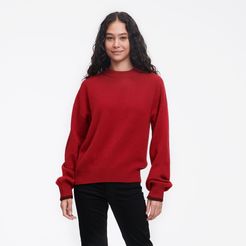 Cashmere Holiday Crewneck Sweater in Red Apple