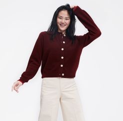 Cashmere Holiday Cardigan in Merlot