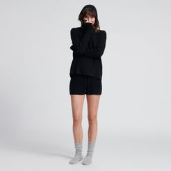 Luxe Cashmere Ribbed Shorts in Black