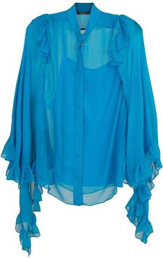 Cape Ruffle Sleeve Blouse