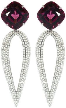 Rhodolite Garnet and Diamond Drop Earrings