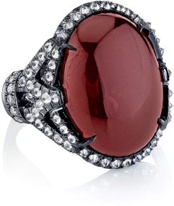 Red Garnet and Diamond Deco Ring