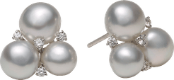 Triple South Sea Pearl And Diamond Studs