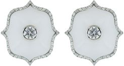 White Ceramic Mini Lotus Earrings