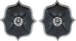 Black Ceramic Mini Lotus Earrings