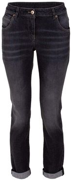 Dark Grey Monili Detail Straight Leg Denim Pant
