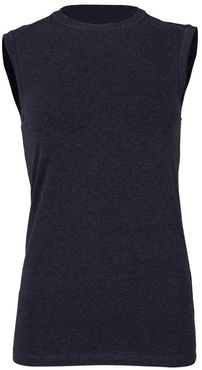 Anthracite Flat Cotton Sleeveless T-Shirt
