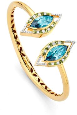 Blue Zircon Evil Eye Open Bangle