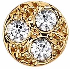 3MM Yellow Gold Round Diamond Stud