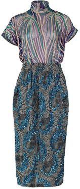 Doria Short Sleeve Embroidered Sheer Top Dress