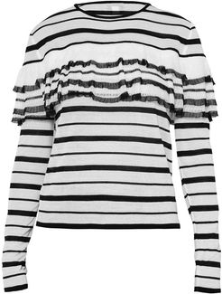 Striped Ruffle Knit Pullover Top