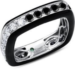 Black and White Diamond Enamel Ring