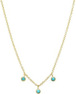 3 Mini Turquoise Bezel Dangle Necklace