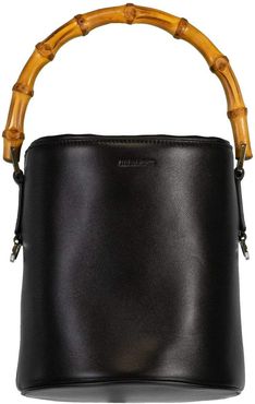 Bamboo Handle Soft Bucket Bag