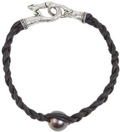 Tahitian Pearl Woven Leather Bracelet