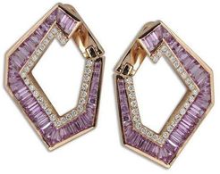 Large Origami Link NO.5 Pink Sapphire and Diamond Earrings