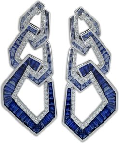 Blue Sapphire Origami Link NO.5 Triple Link Earrings