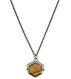Tiger Eye and Malachite Hexagon Spinning Necklace