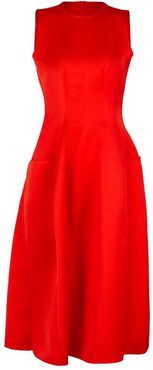 Red Sleeveless Crewneck Dress