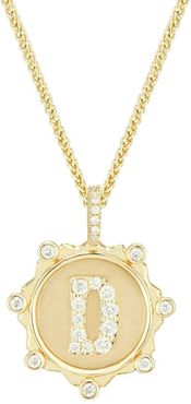 Pave Diamond D Initial Coin Necklace